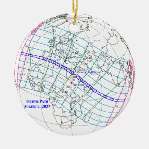 Total Solar Eclipse 2027 Map Ceramic Ornament