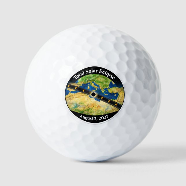 Total Solar Eclipse 2027 Map Golf Balls (Front)