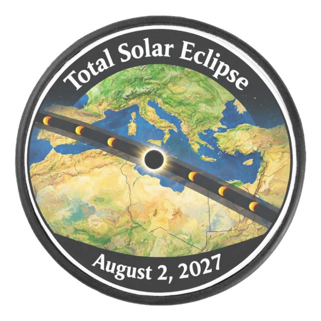 Total Solar Eclipse 2027 Map Hockey Puck (Front)