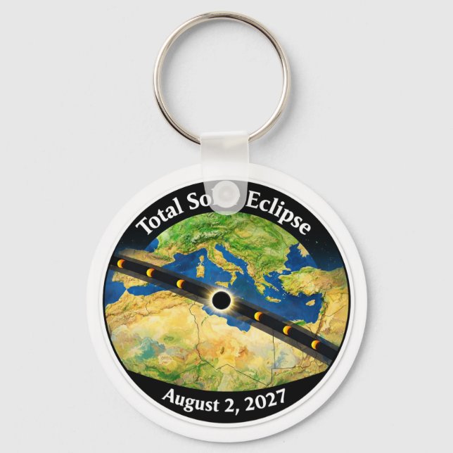 Total Solar Eclipse 2027 Map Keychain (Front)