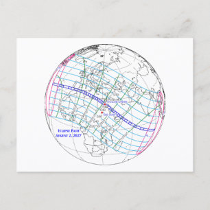 Total Solar Eclipse 2027 Map Postcard