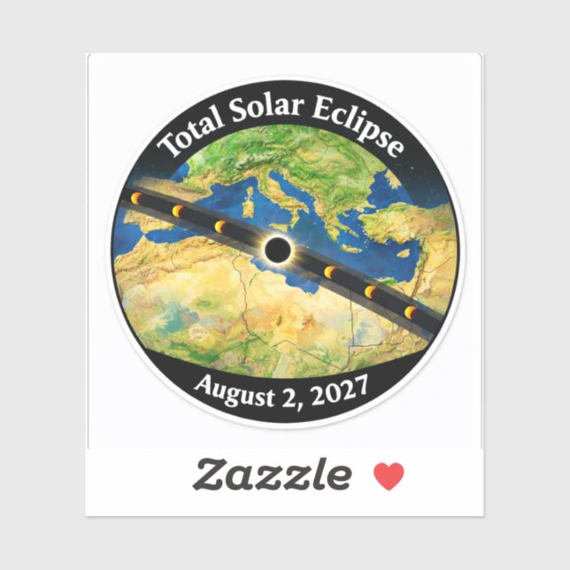 Total Solar Eclipse 2027 Map Sticker (Sheet)