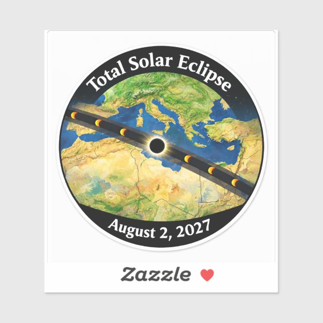 Total Solar Eclipse 2027 Map Sticker (Sheet)