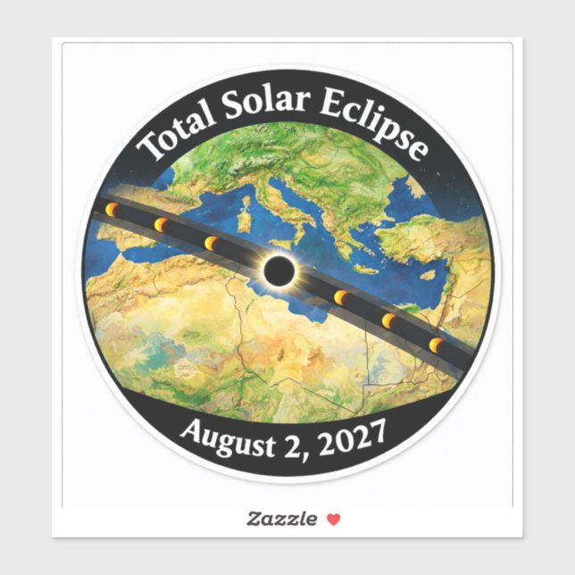 Total Solar Eclipse 2027 Map Sticker (Sheet)