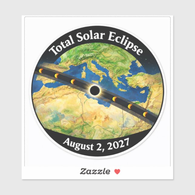 Total Solar Eclipse 2027 Map Sticker (Sheet)