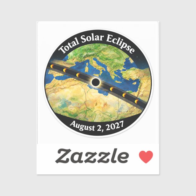 Total Solar Eclipse 2027 Map Sticker (Sheet)