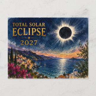 Total Solar Eclipse 2027 Mediterranean Holiday Postcard