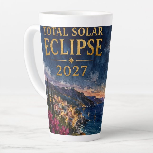 Total Solar Eclipse 2027 Mediterranean  Latte Mug (Left Angle)
