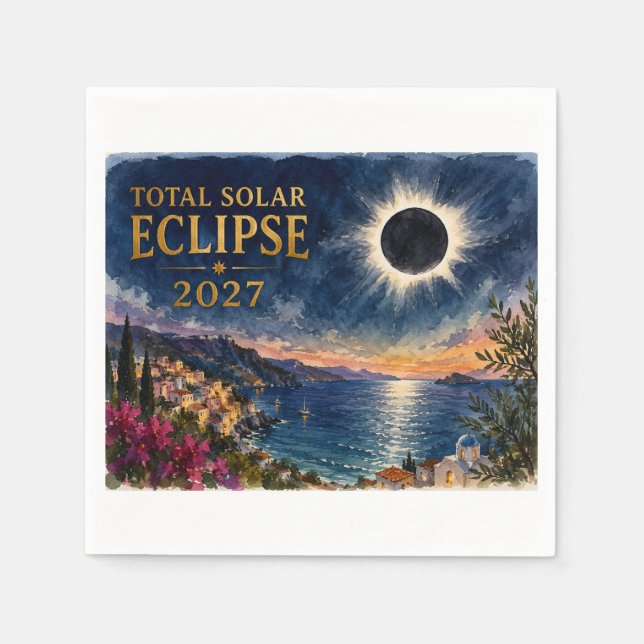 Total Solar Eclipse 2027 Mediterranean  Napkins (Front)