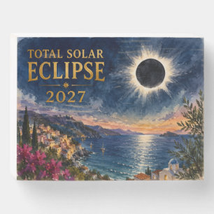 Total Solar Eclipse 2027 Mediterranean  Wooden Box Sign