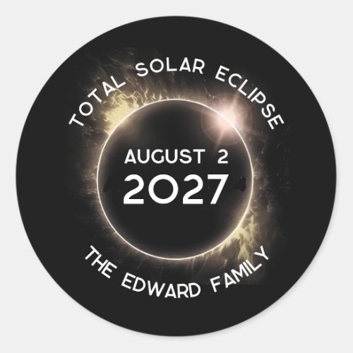 Total Solar Eclipse 2027 Personalized  Classic Round Sticker