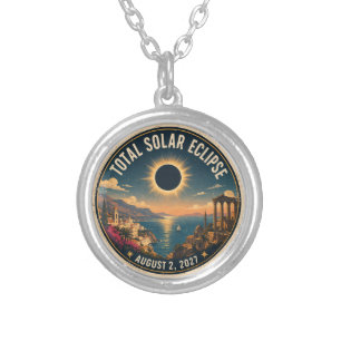 Total Solar Eclipse 2027  Silver Plated Necklace