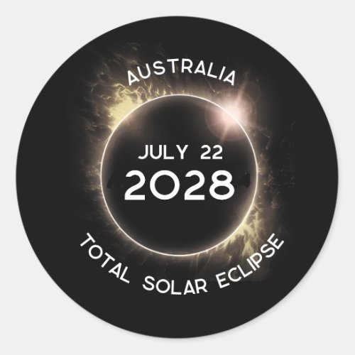 Total Solar Eclipse 2028 Australia Classic Round Sticker