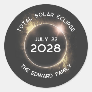 Total Solar Eclipse 2028 Personalized Classic Round Sticker
