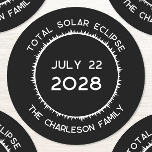Total Solar Eclipse 2028 Personalized Classic Round Sticker