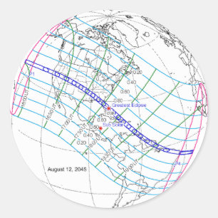 Total Solar Eclipse 2045 Global Path Classic Round Sticker