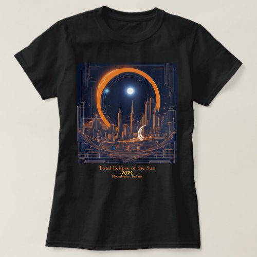 Total Solar Eclipse 2 Sides YOUR Text Cityscape T_Shirt