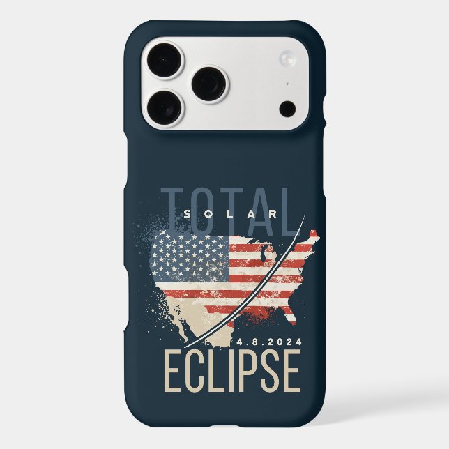 TOTAL SOLAR ECLIPSE 4.8.2023 USA MAP DISTRESSED  iPhone CASE (Back)
