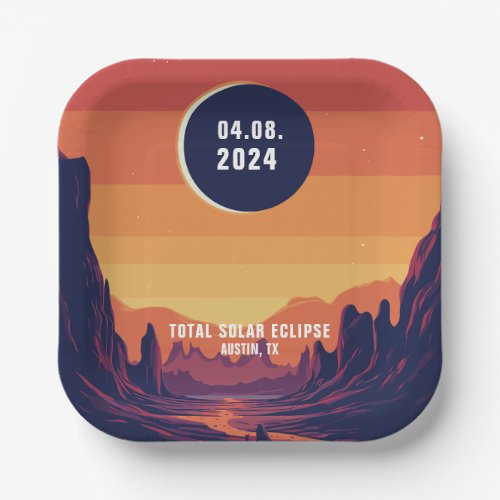 Total Solar Eclipse 482024 Custom Location Paper Plates