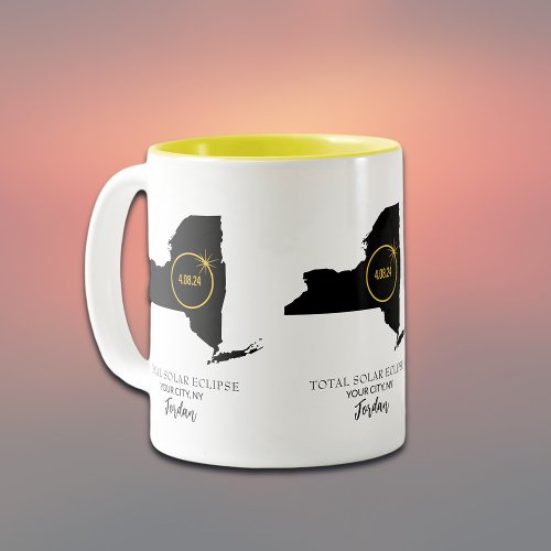 Total Solar Eclipse 482024 New York Custom Name Two_Tone Coffee Mug