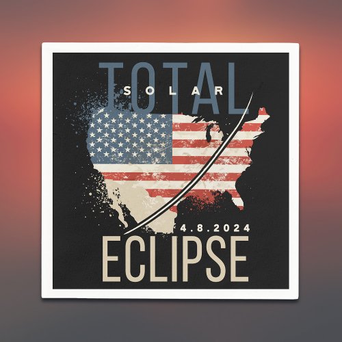Total Solar Eclipse 482024 Patriotic USA Map  Napkins
