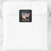 Total Solar Eclipse 4.8.2024 Patriotic USA Map Square Sticker (Bag)
