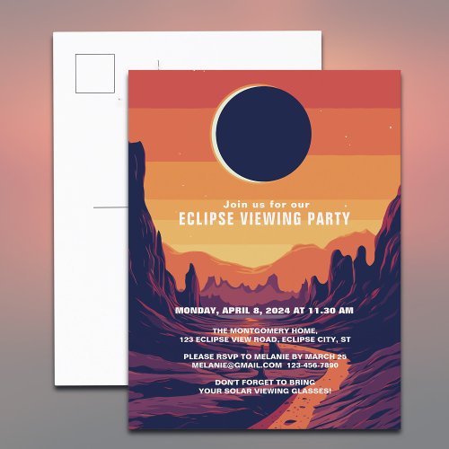 Total Solar Eclipse 482024 Scenic Viewing Party Invitation Postcard
