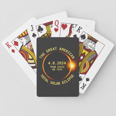 Total Solar Eclipse 4.8.2024 Usa Custom Text Playing Cards