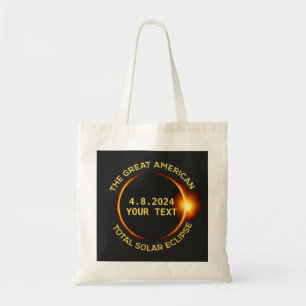 Total Solar Eclipse 4.8.2024 USA Custom Text Tote Bag