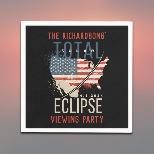 Total Solar Eclipse 482024 USA Map Personalized Napkins