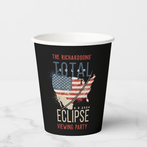 Total Solar Eclipse 482024 USA Map Personalized Paper Cups