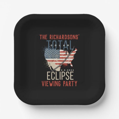 Total Solar Eclipse 482024 USA Map Personalized Paper Plates