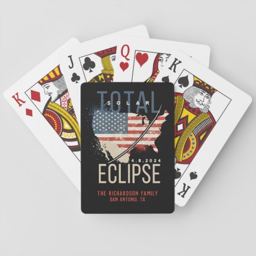 Total Solar Eclipse 482024 USA Map Personalized Playing Cards