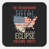 Total Solar Eclipse 4.8.2024 USA Map Personalized Square Sticker (Front)
