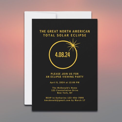Total Solar Eclipse 482024 USA Viewing Party Invitation