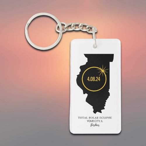 Total Solar Eclipse 4824 Illinois State Totality Keychain