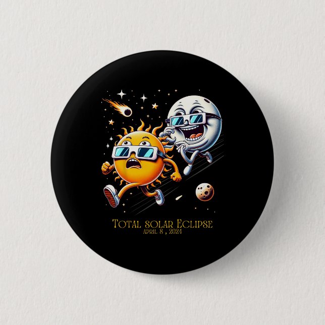 Total Solar Eclipse 8-4-2024 Sun Flees Moon Eclips Button (Front)