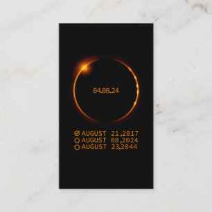 Total Solar Eclipse 8th April 2024 Check List Business Card