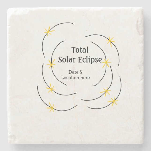 Total solar eclipse add date location half sun pat stone coaster (Front)