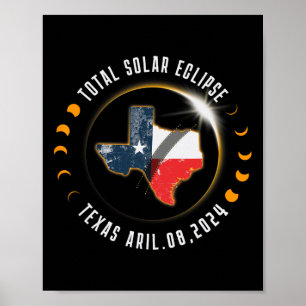Total Solar Eclipse America Totality Texas 8 April Poster