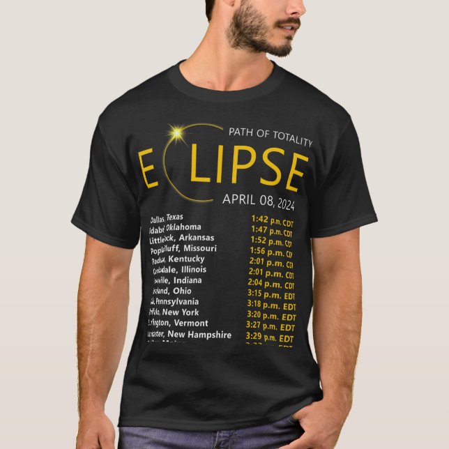 Total Solar Eclipse Apirl 08 2024 Eclipse Map Tota T-Shirt (Front)