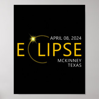 Total Solar Eclipse Apirl 08 2024 Mckinney Texas T Poster