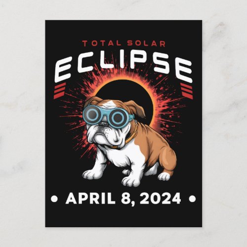Total Solar Eclipse April 2024 Bulldog Lover Gifts Postcard