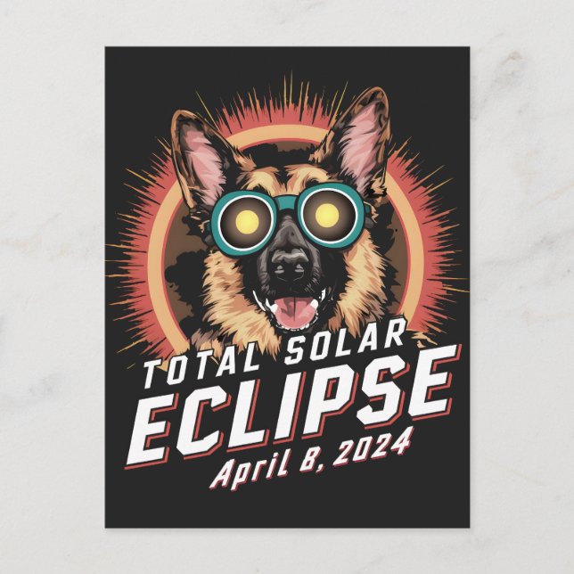 Total Solar Eclipse April 2024 German Shepherd Dog Postcard (Front)