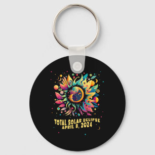 Total Solar Eclipse April 2024 Hippie Pop Art Keychain