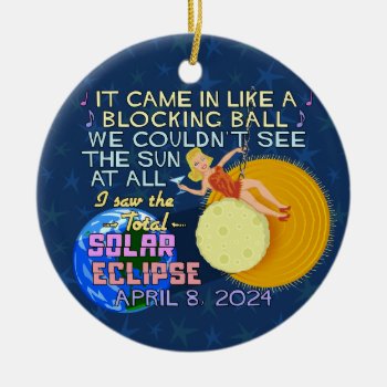 Total Solar Eclipse April 8 2024 American Funny Ceramic Ornament by FancyCelebration at Zazzle