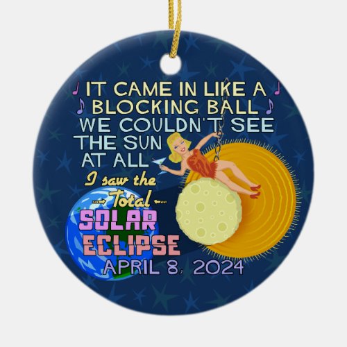 Total Solar Eclipse April 8 2024 American Funny Ceramic Ornament