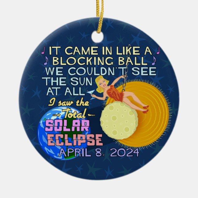 Total Solar Eclipse April 8 2024 American Funny Ceramic Ornament (Front)