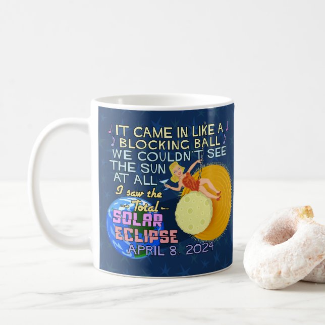 Total Solar Eclipse April 8 2024 American Funny Coffee Mug (With Donut)