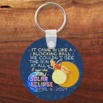 Total Solar Eclipse April 8 2024 American Funny Keychain by FancyCelebration at Zazzle